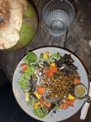 Quinoa Salad with extra marinated tempeh   at Blue Earth Village in Bunutan