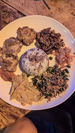 Nasi campur 80k at Blue Earth Village in Bunutan