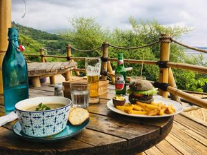 The eggplant coconut soup is SOOO tasty! at Blue Earth Village in Bunutan