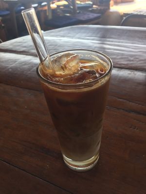 Iced soy latte  at Blue Earth Village in Bunutan
