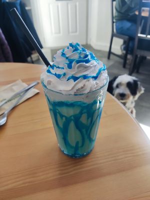 Bubblegum milkshake at Pixie Bakes Cakery and Coffee Shop in Tintwistle