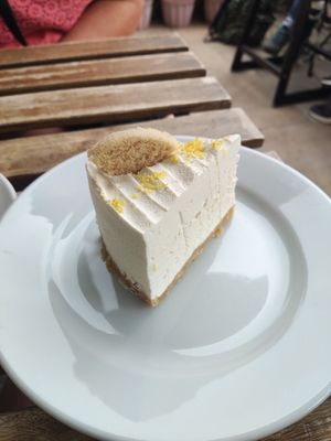 Vegan lemon mousse cake at Pixie Bakes Cakery and Coffee Shop in Tintwistle