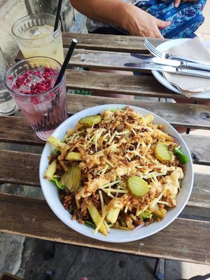Cheeseburger plate at Pixie Bakes Cakery and Coffee Shop in Tintwistle