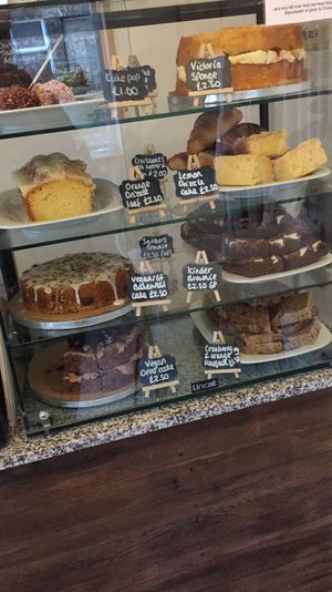 Cake display cabinet  at Pixie Bakes Cakery and Coffee Shop in Tintwistle