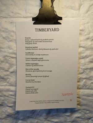 the vegetarian tasting menu, there is also a vegan version at Timberyard in Edinburgh