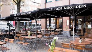 Nice terrace facing the park (but with a road in between) at Le Pain Quotidien - East in Amsterdam