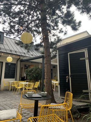 the outdoor dining area  at Made with Laf in Bratislava