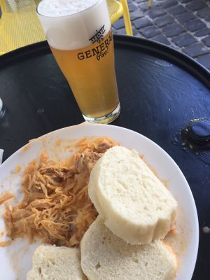 Segeedynsky goulash and a beer! Classic at Made with Laf in Bratislava