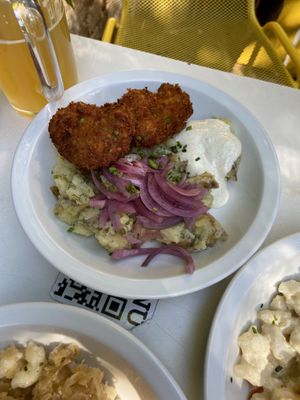 Schnitzel with potato salad   at Made with Laf in Bratislava