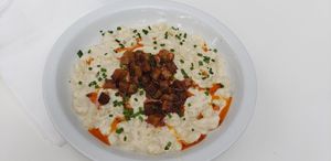 Delicious halusky in a local bistro at Made with Laf in Bratislava