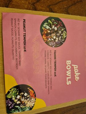 Menu at TINK in Ljubljana