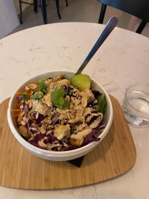 Tempeh peanut bowl  at TINK in Ljubljana