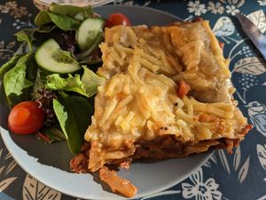 Vegan lasagna at Woodchats in Chorley