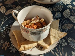 Roasted red pepper dip at Woodchats in Chorley