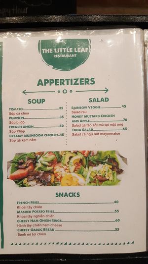 Menu at The Little Leaf in Cat Ba