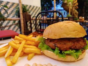 Veggie burger at The Little Leaf in Cat Ba