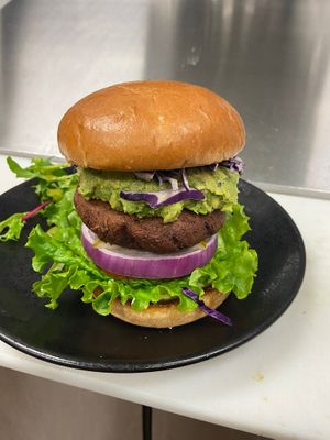 The Mama Quilla - quinoa falafel burger at Modern Shaman in Whittier