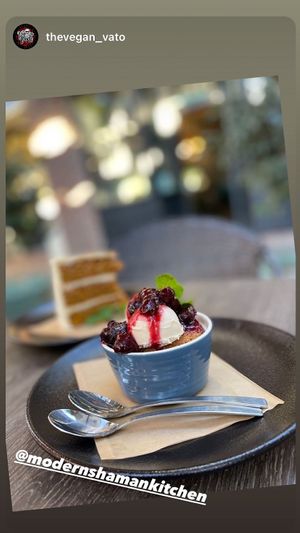 Homemade desserts - warm berry cobbler at Modern Shaman in Whittier