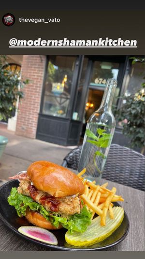 The Mother Clucker Fried chicken burger  at Modern Shaman in Whittier