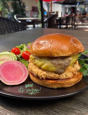 The No Clucks Given fried chicken with mashed potatoes and gravy  at Modern Shaman in Whittier
