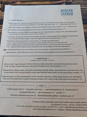 Starters at Modern Shaman in Whittier