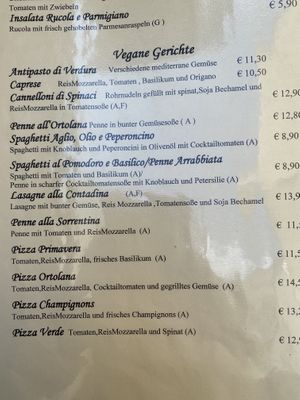 Vegan Menu  at Il Caminetto Terra Mia in Linz