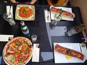 Vegan pizza and pasta at Il Caminetto Terra Mia in Linz