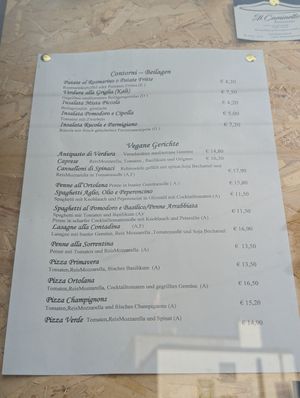 Speisekarte at Il Caminetto Terra Mia in Linz