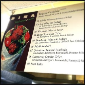 Vegan menu at DINA Falafel and More in Leipzig