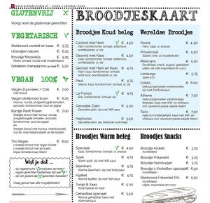 Part of their menu at Witte Broodje in Geleen