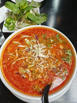 Spicy chili lemongrass tomato (amazing!) at Holy Basil Pho in Oakland