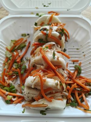 Vegan chicken bao at Holy Basil Pho in Oakland