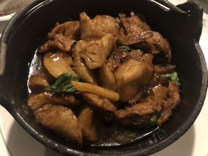 Vegan three cup chicken   at Zen Garden in Great Neck