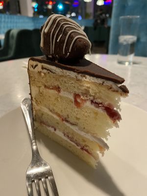Strawberry “shortcake” enrobed in chocolate  at Zen Garden in Great Neck