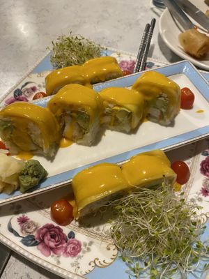 Yellow dragon roll  at Zen Garden in Great Neck