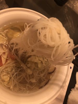 Wonton vegetable noodle soup - kale, tomato, shiitake mushroom , and cabbage 
- mei fun   at Zen Garden in Great Neck