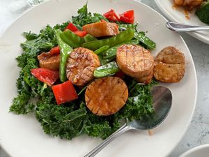 Oyster mushroom & Kale dish   at Zen Garden in Great Neck