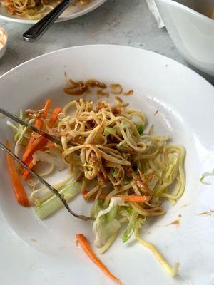 Cold peanut noodles with lettuce, sprouts, and carrots  at Zen Garden in Great Neck