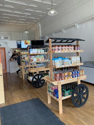 lots of grocery staples, including instant Mac and cheese, grab-and-go snacks, and food/treats for dog friends! at Eureka Plant Based Foods in Phillipsburg