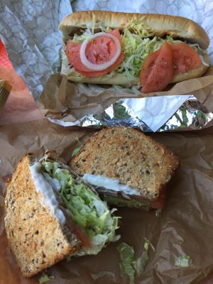 Sumthin to Eat sandwich and Kalifornia Cheeze Steak sub at Eureka Plant Based Foods in Phillipsburg