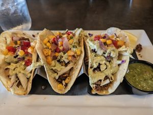 Mexi-cauli tacos were phenomenal (vegan) at South Gate Brewing Company in Oakhurst