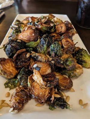 Brussel sprouts (vegan) were delicious! at South Gate Brewing Company in Oakhurst