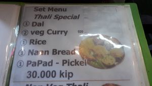 Veg thali at Welcome India in Vientiane