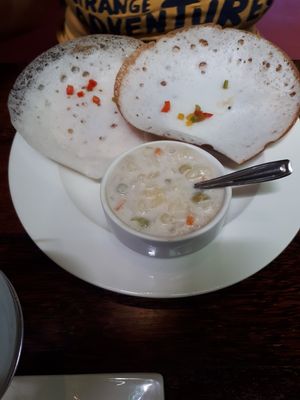 Appam - veggie, not vegan but my friend absolutely loved it! at Kashi Art Gallery in Kochi