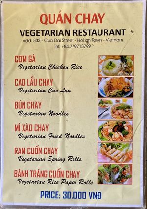 Menu at Quan Chay - Cua Dai in Hoi An