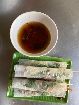 Fresh spring rolls with delicious sauce at Quan Chay - Cua Dai in Hoi An