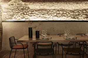 common table on tavern at Herbe in Reggio Emilia