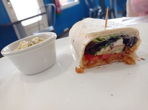 Flauta con ensalada de patatas at La Factoría Vegana in Leon