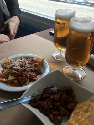 Nachos and picadillo (vegan) at La Factoría Vegana in Leon