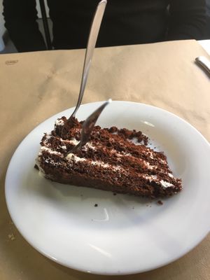 Chocolate cake (vegan) at La Factoría Vegana in Leon